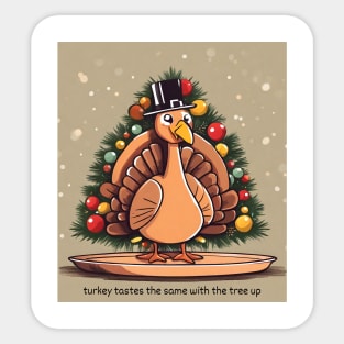 Funny Thanksgiving and Christmas Thanksmas Turkey Sticker